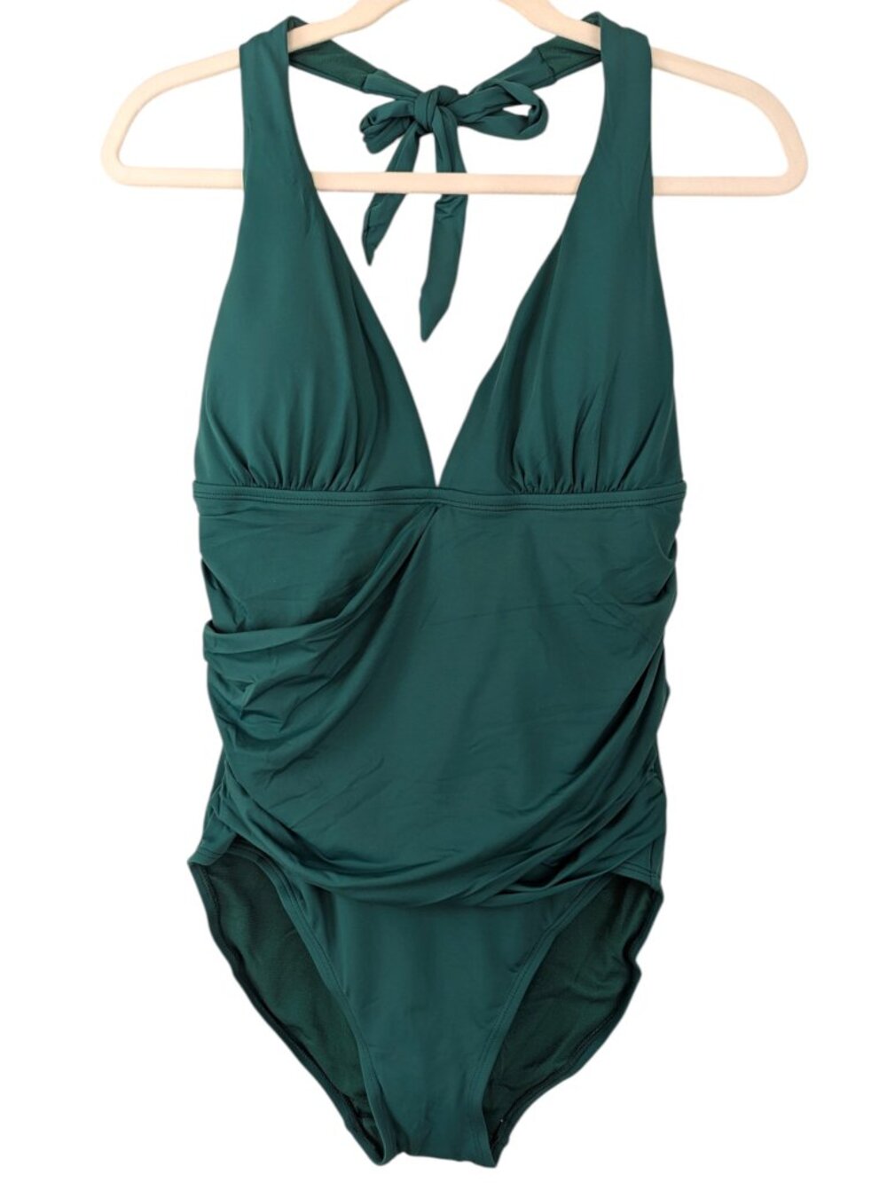 Anne Cole Emerald Green One-Piece Swimsuit Halter Neck Size 10